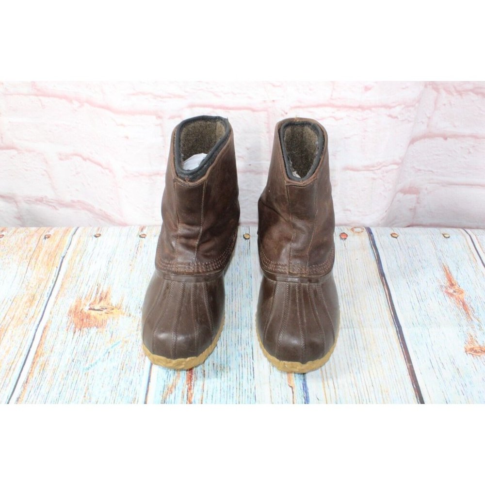 Sorel Brown Leather Wool Lined Chelsea Ankle Rubber Duck Boots Size US 8 - Picture 5 of 7